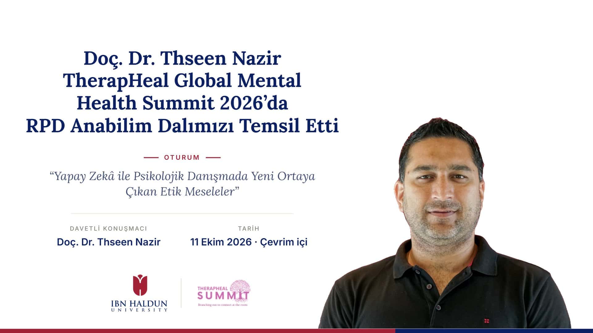 Our Faculty Member Assoc. Prof. Thseen Nazır Delivers Presentation at the TherapHeal Annual Global Mental Health Summit 2026